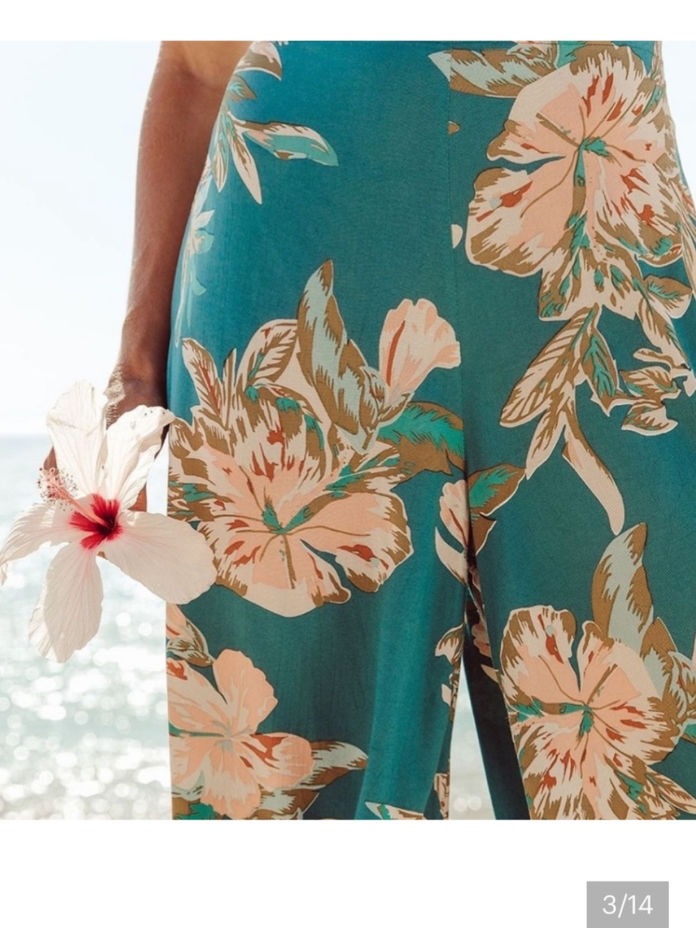 Le Salty Label Maya Teal Floral Wide-Leg Pants - Picture 2 of 7